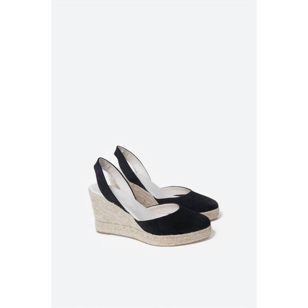 NEW MINT & ROSE women's menorca high wedge espadrilles in black